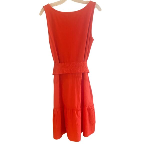 Tahari Orange Mini Dress L Ribbed Tank Top Tiered Skirt Cotton Side Zip Resort - Picture 1 of 12